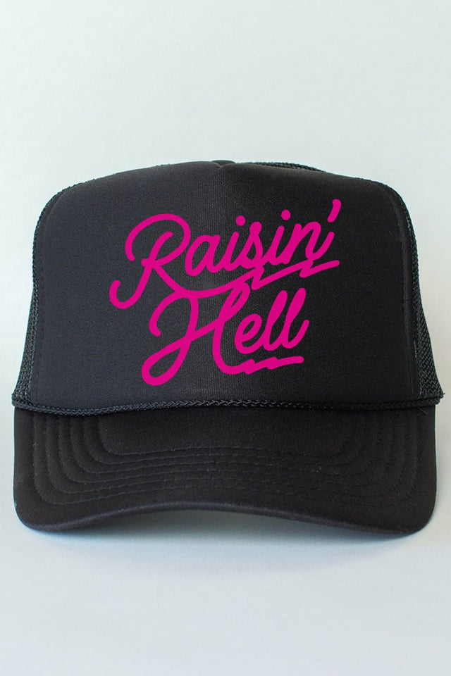 Pink Raisin' Hell Otto Black Foam Front Trucker Hat - Wholesale Accessory Market