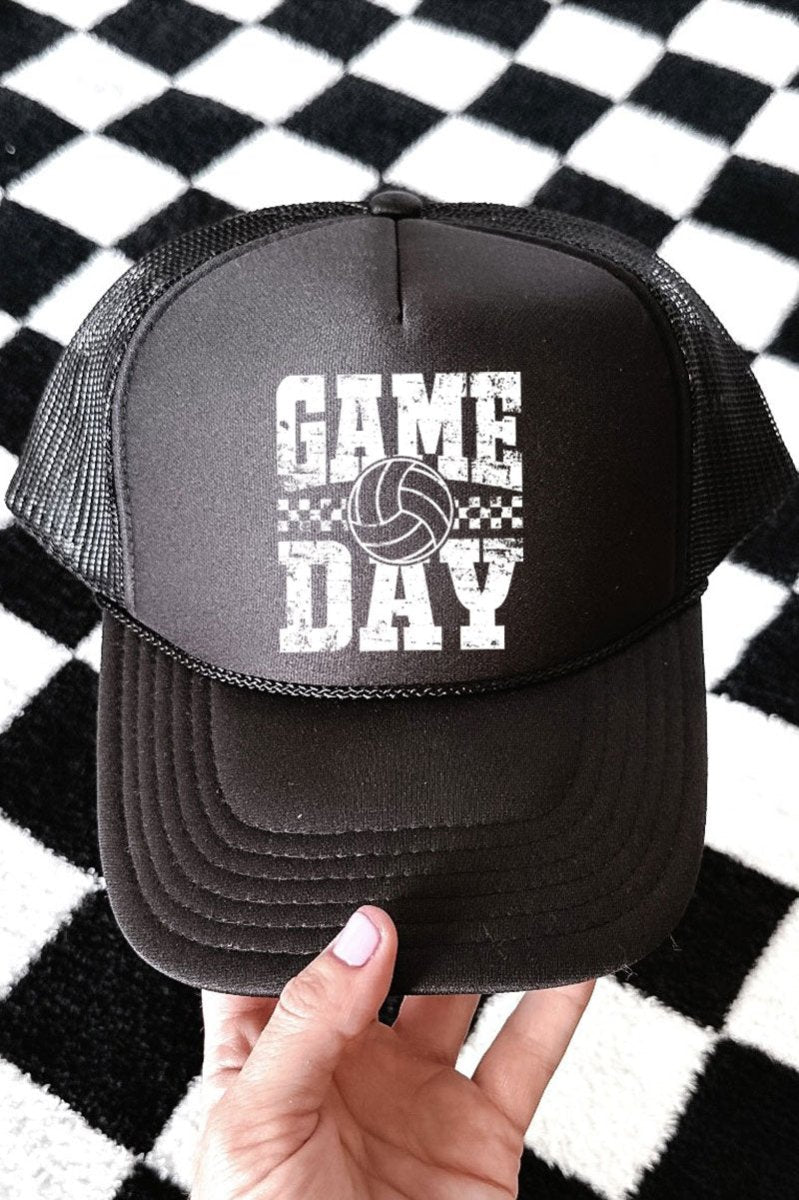 Retro Volleyball Game Day Otto Black Foam Front Trucker Hat - Wholesale Accessory Market