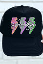 Spooky Neon Lightning Otto Black Foam Front Trucker Hat - Wholesale Accessory Market