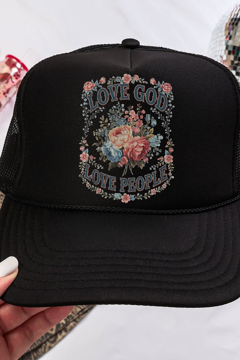 Vintage Love God Love People Otto Black Foam Front Trucker Hat - Wholesale Accessory Market