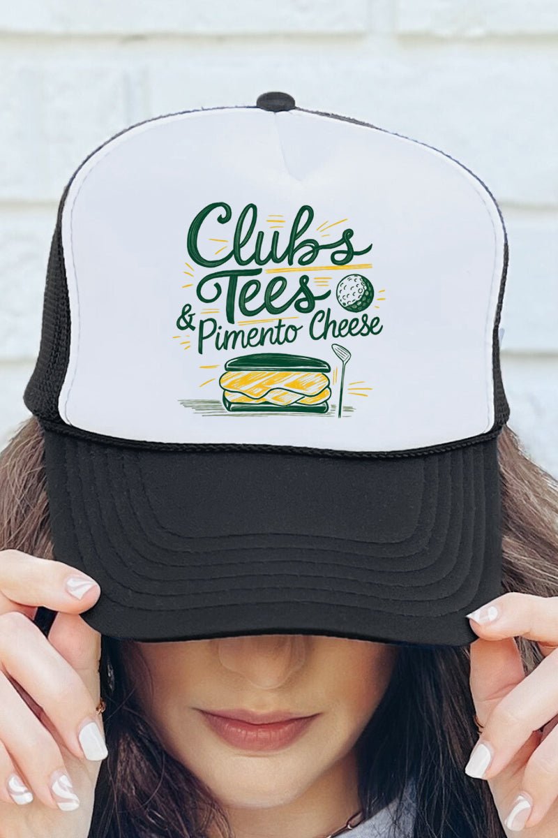 Clubs, Tees & Pimento Cheese Otto Black with White Foam Front Trucker Hat - Wholesale Accessory Market