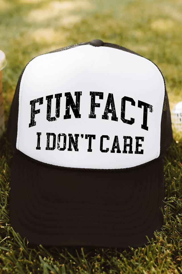 Distressed Fun Fact Otto Black with White Foam Front Trucker Hat - Wholesale Accessory Market