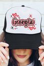 Faux Airbrush Georgia Otto Black with White Foam Front Trucker Hat - Wholesale Accessory Market