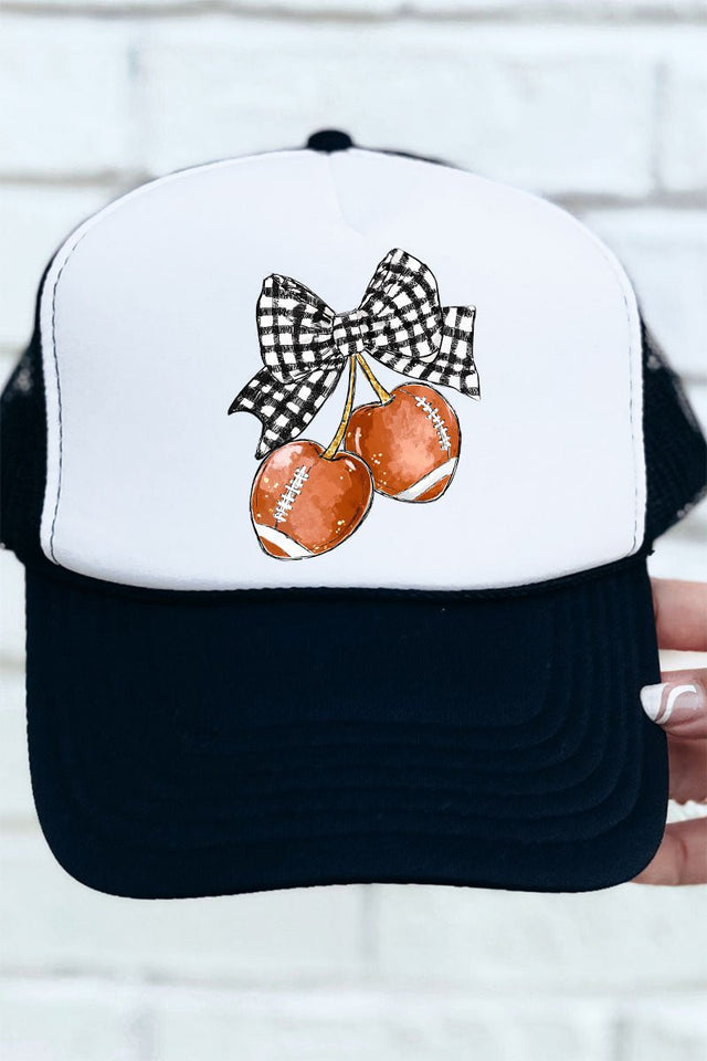 Football Cherries Otto Black with White Foam Front Trucker Hat - Wholesale Accessory Market