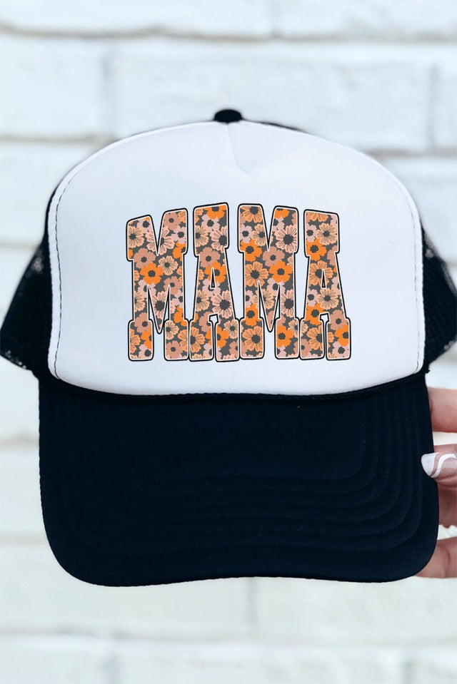 Golden Blooms Mama Otto Black with White Foam Front Trucker Hat - Wholesale Accessory Market