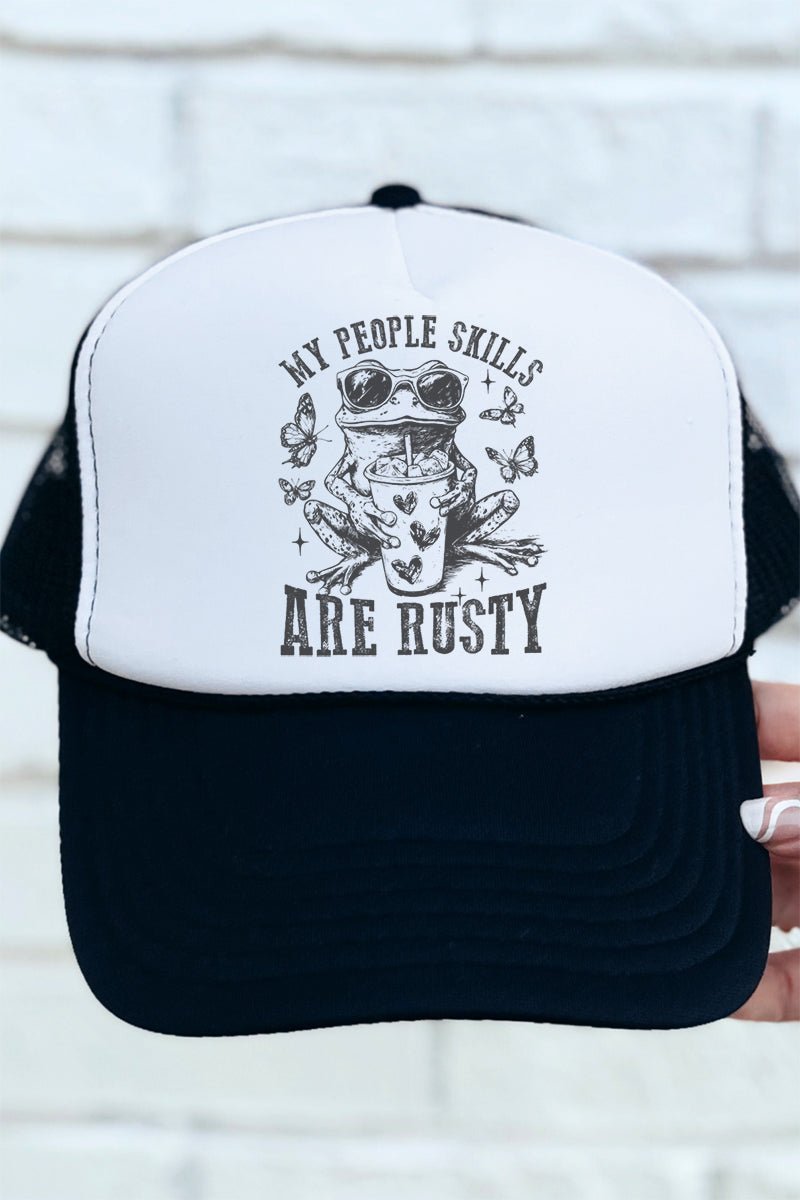 My People Skills Are Rusty Otto Black with White Foam Front Trucker Hat - Wholesale Accessory Market