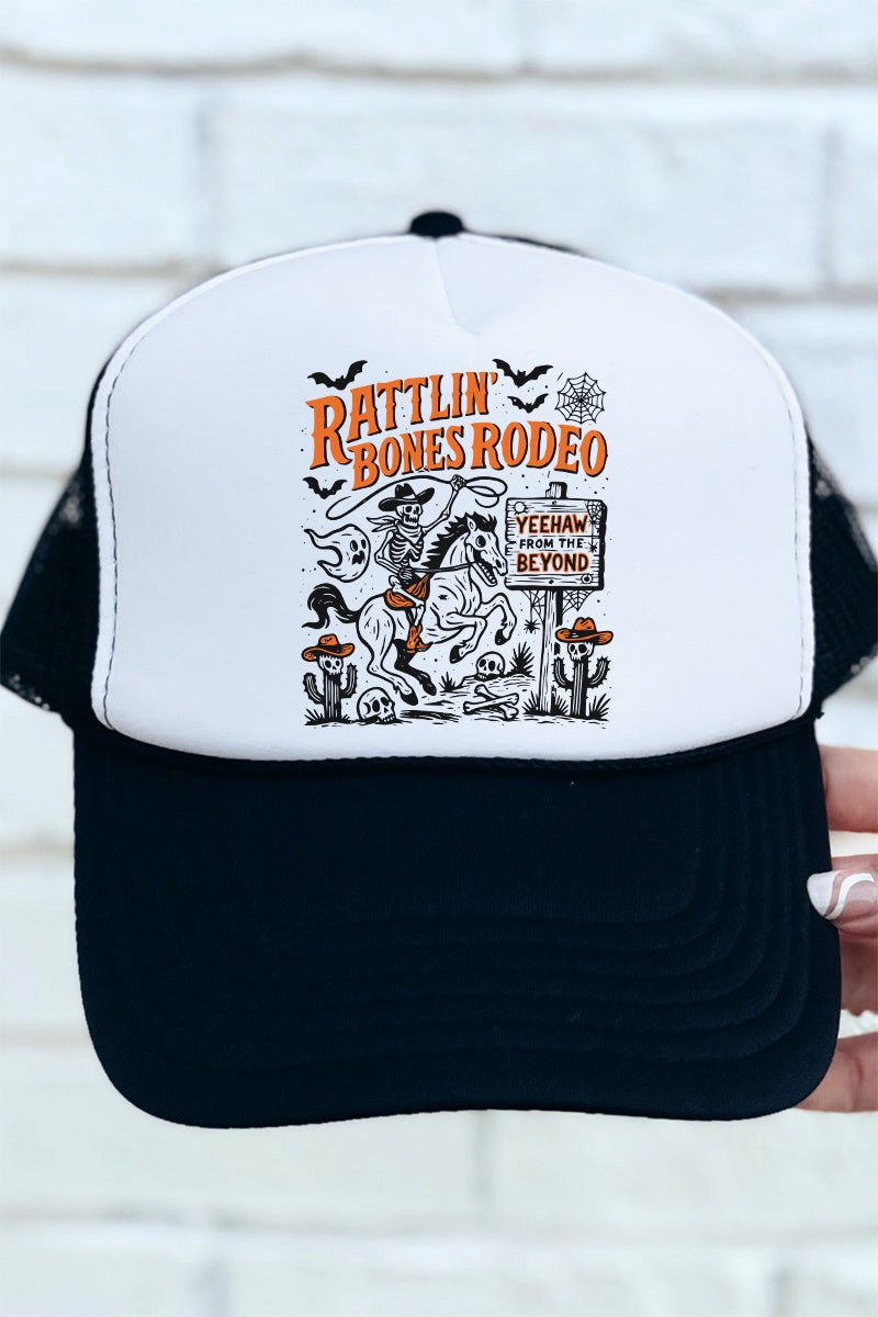 Rattlin' Bones Rodeo Otto Black with White Foam Front Trucker Hat - Wholesale Accessory Market