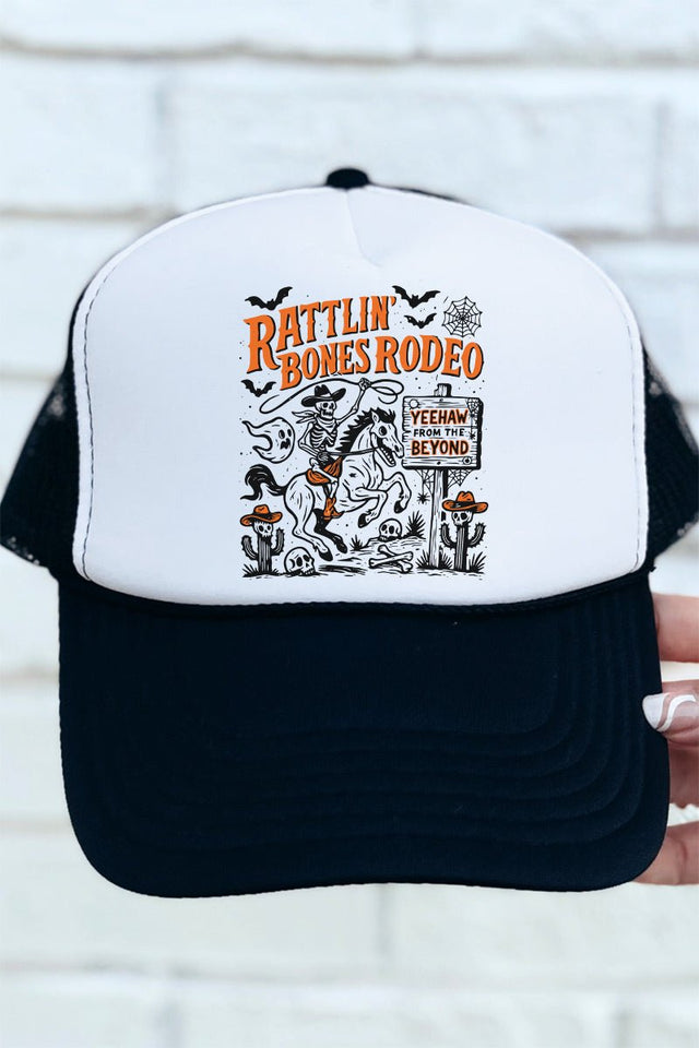 Rattlin' Bones Rodeo Otto Black with White Foam Front Trucker Hat - Wholesale Accessory Market