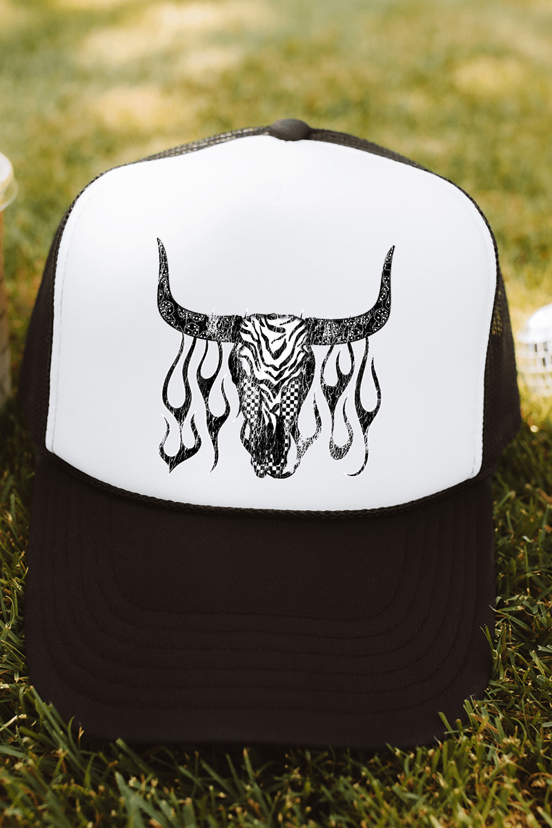 Smokin' Steer Otto Black with White Foam Front Trucker Hat - Wholesale Accessory Market