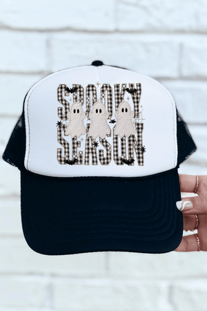 Spooky Season Gingham & Ghosts Otto Foam Front Trucker Hat - Wholesale Accessory Market