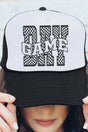 Wavy Check Game Day Otto Black with White Foam Front Trucker Hat - Wholesale Accessory Market