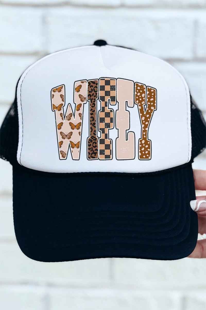 Wifey In The Wild Otto Black with White Foam Front Trucker Hat - Wholesale Accessory Market