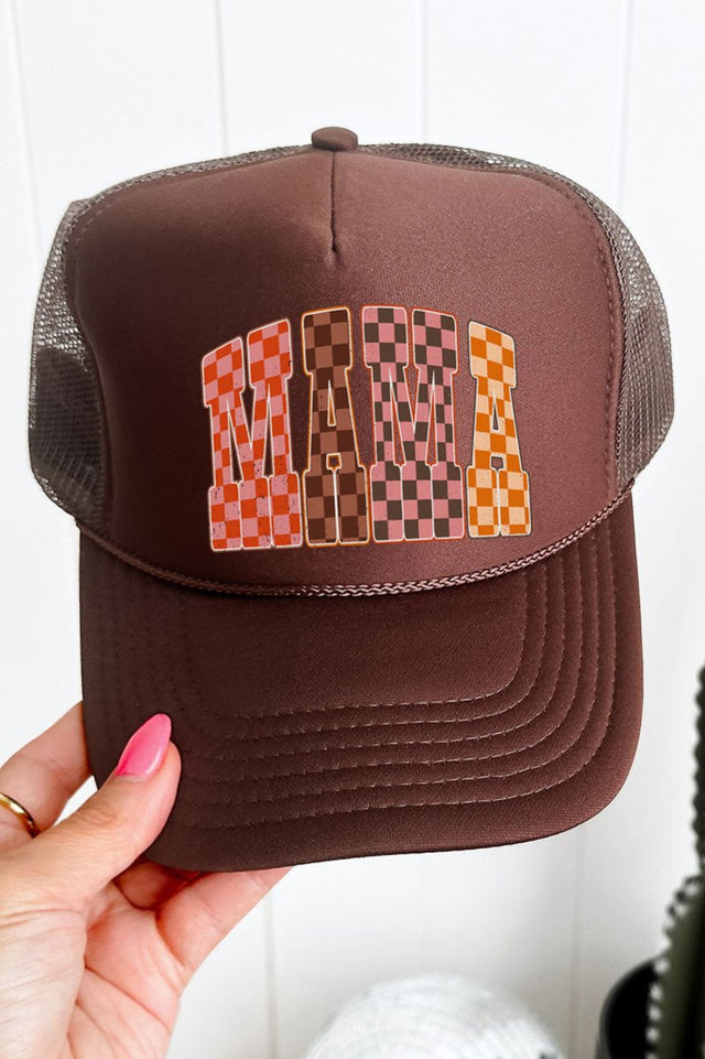 Girlie Check Mama Otto Brown Foam Front Trucker Hat - Wholesale Accessory Market