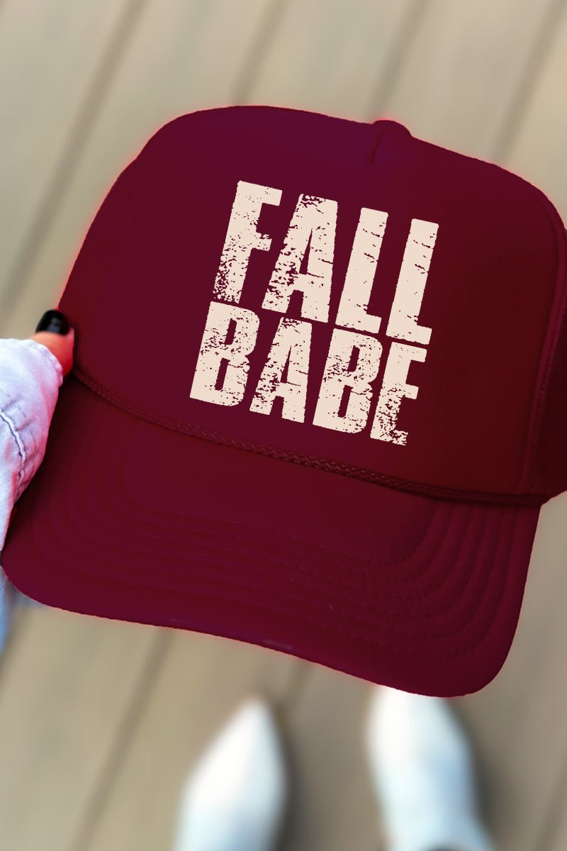 Distressed Fall Babe Otto Burgundy Maroon Foam Front Trucker Hat - Wholesale Accessory Market