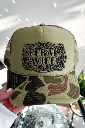 Belt Buckle Feral Wife Otto Foam Front Trucker Hat - Wholesale Accessory Market