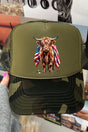 Painted Old Glory Highland Cow Otto Foam Front Trucker Hat - Wholesale Accessory Market