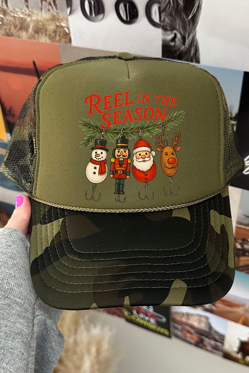 Reel In The Season Otto Camo with Olive Green Foam Front Trucker Hat - Wholesale Accessory Market