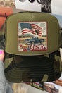 Vintage USA Stamp Otto Camo with Olive Green Foam Front Trucker Hat - Wholesale Accessory Market