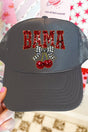 Faux Sequin Cherry Bama Otto Charcoal Gray Foam Front Trucker Hat - Wholesale Accessory Market