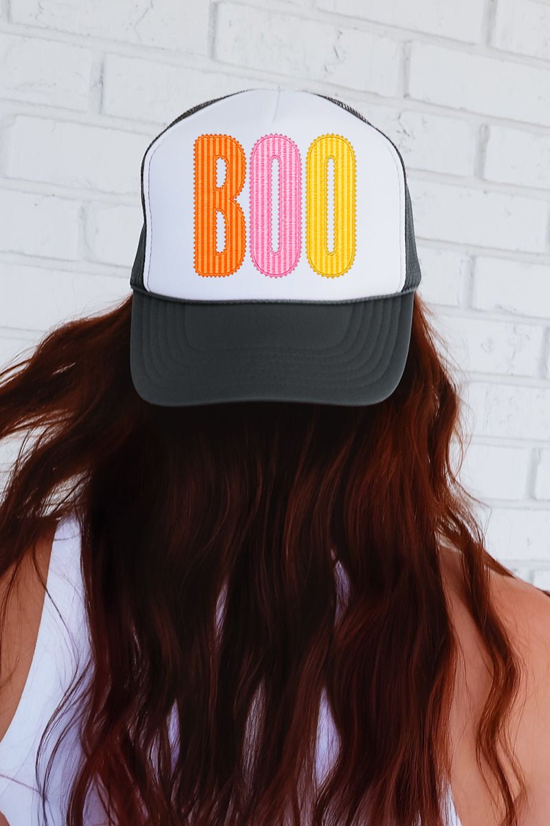 Candy Stripe Boo Otto Foam Front Trucker Hat - Wholesale Accessory Market