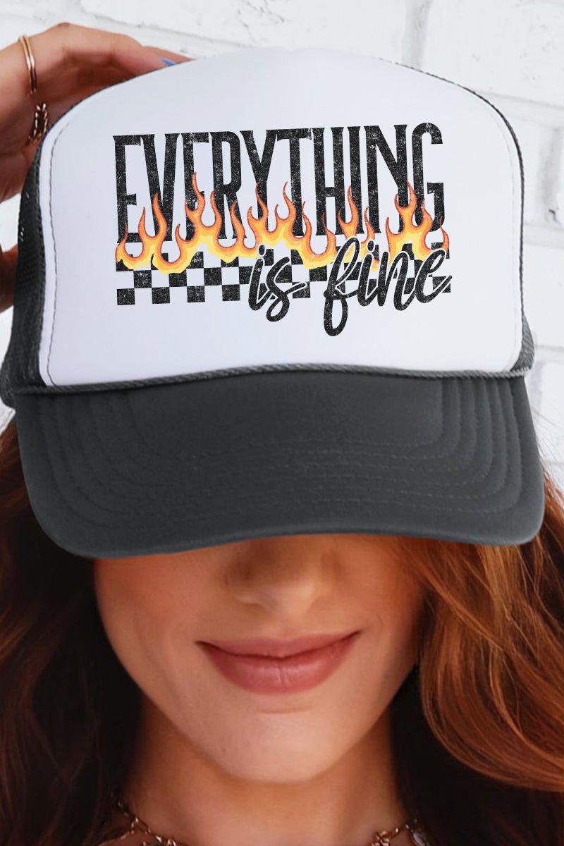 Everything Is Fine Otto Charcoal Gray with White Foam Front Trucker Hat - Wholesale Accessory Market