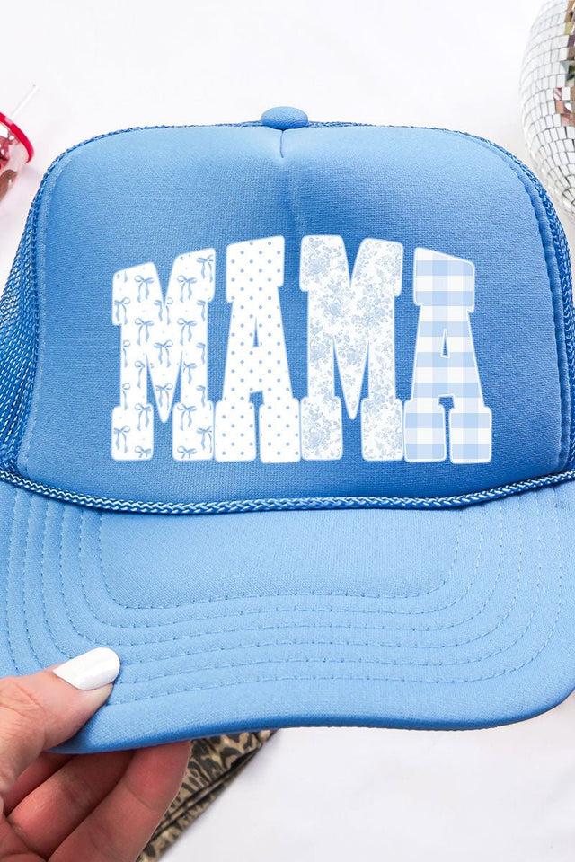 Bow And Blue Mama Otto Columbia Blue Foam Front Trucker Hat - Wholesale Accessory Market