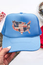 Faux Patchwork USA Map Otto Columbia Blue Foam Front Trucker Hat - Wholesale Accessory Market