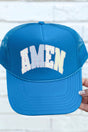 Garden Gingham Amen Otto Columbia Blue Foam Front Trucker Hat - Wholesale Accessory Market