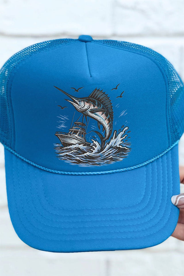 Marlin Waves Otto Columbia Blue Foam Front Trucker Hat - Wholesale Accessory Market