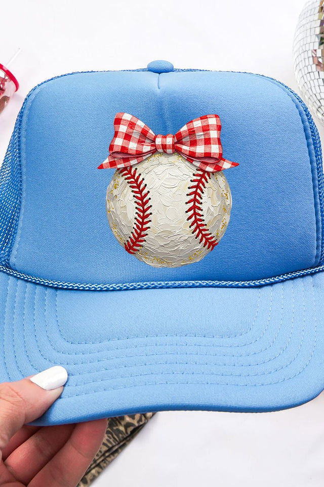 Painted Baseball Bow Otto Columbia Blue Foam Front Trucker Hat - Wholesale Accessory Market