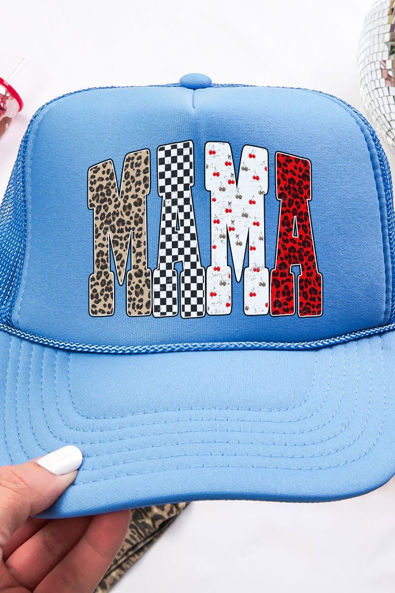 Patterned Mama Otto Columbia Blue Foam Front Trucker Hat - Wholesale Accessory Market