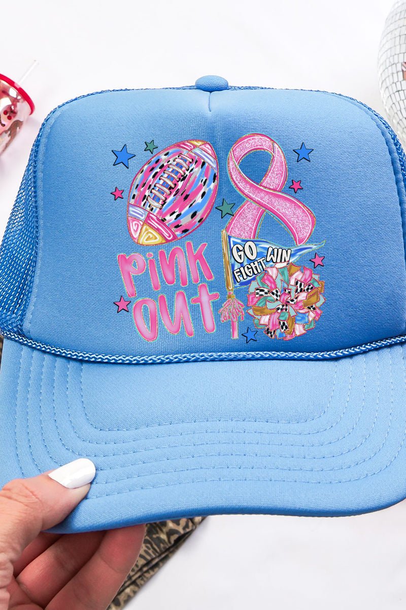 Pink Out Ribbon Doodle Otto Columbia Blue Foam Front Trucker Hat - Wholesale Accessory Market