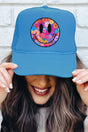Retro Happy Smiles Otto Columbia Blue Foam Front Trucker Hat - Wholesale Accessory Market