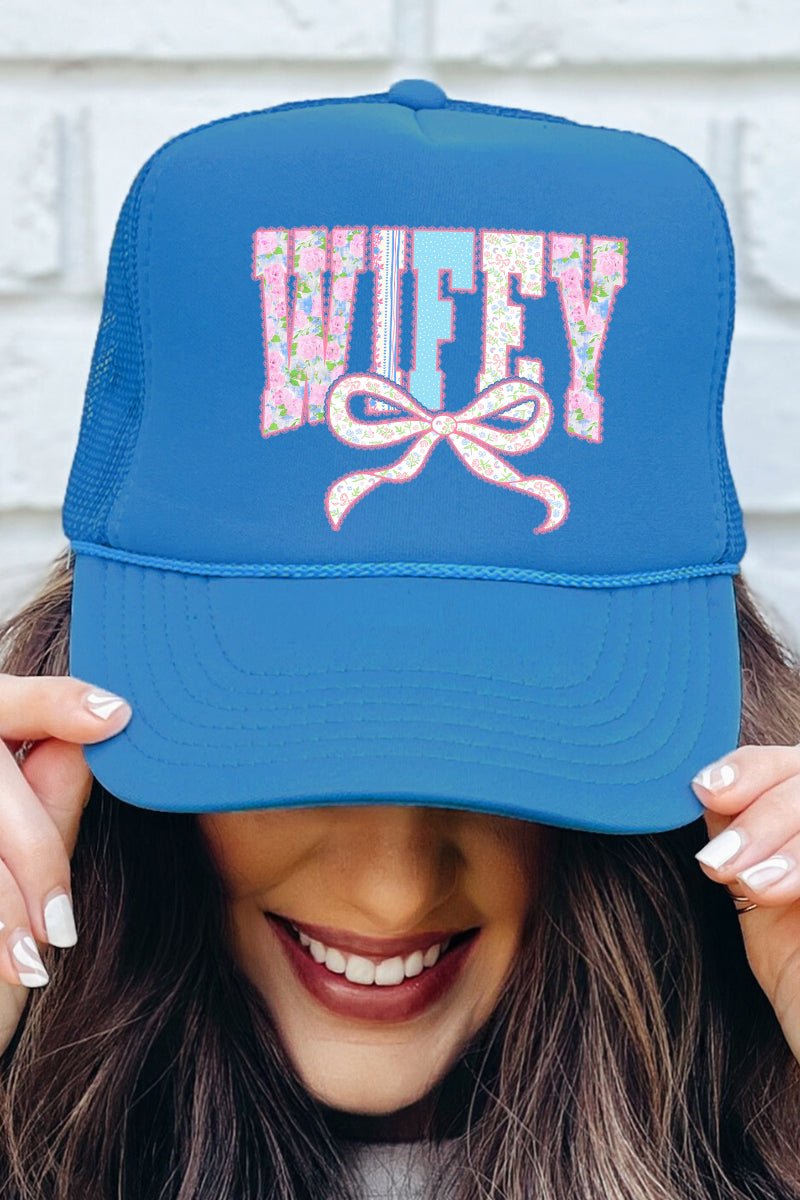 Ribboned Roses Wifey Otto Foam Front Trucker Hat - Wholesale Accessory Market
