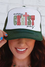 Checkered Merry CHRISTmas Otto Dark Green with White Foam Front Trucker Hat - Wholesale Accessory Market