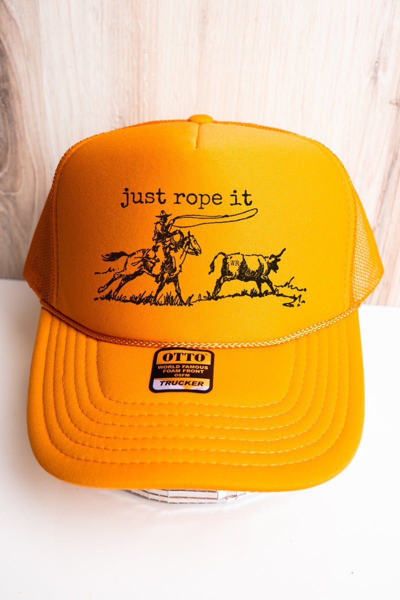 Cowboy Just Rope It Gold Foam Front Trucker Hat Wholesale