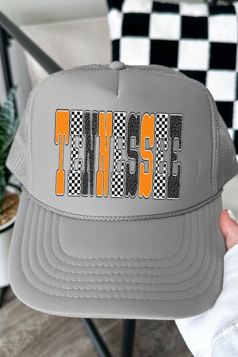 Checkered & Cheetah Tennessee Otto Gray Foam Front Trucker Hat - Wholesale Accessory Market