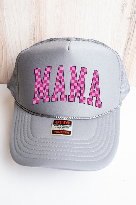 Pink Checkered Mama Otto Black with White Foam Front Trucker  display picture 3