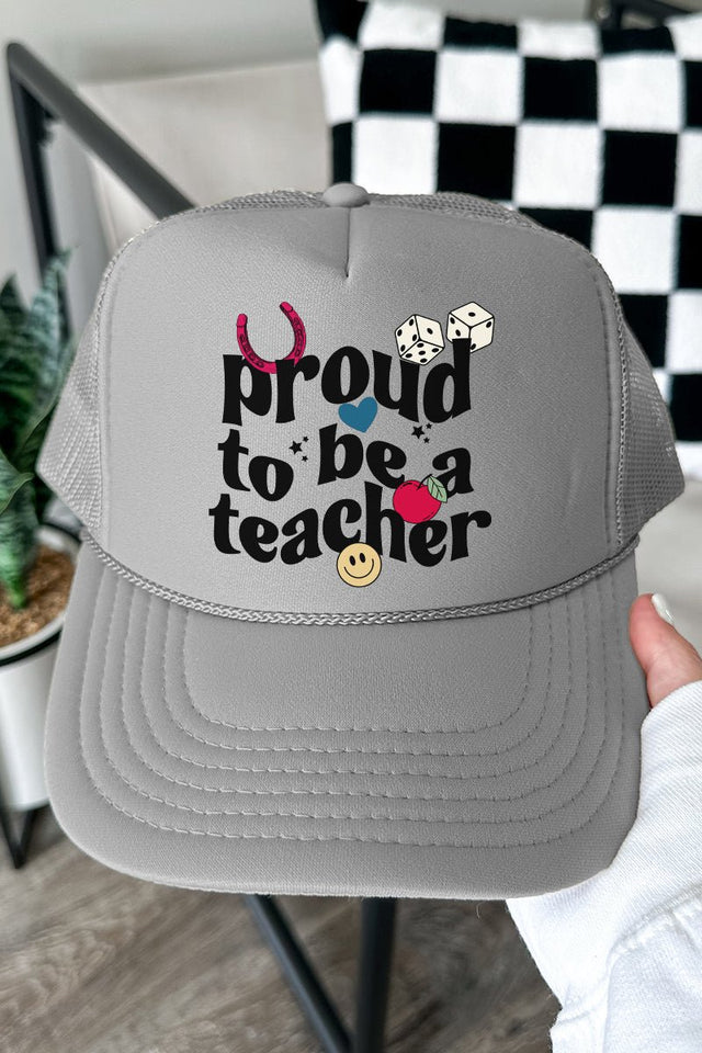 Proud Teacher Otto Gray Foam Front Trucker Hat - Wholesale Accessory Market