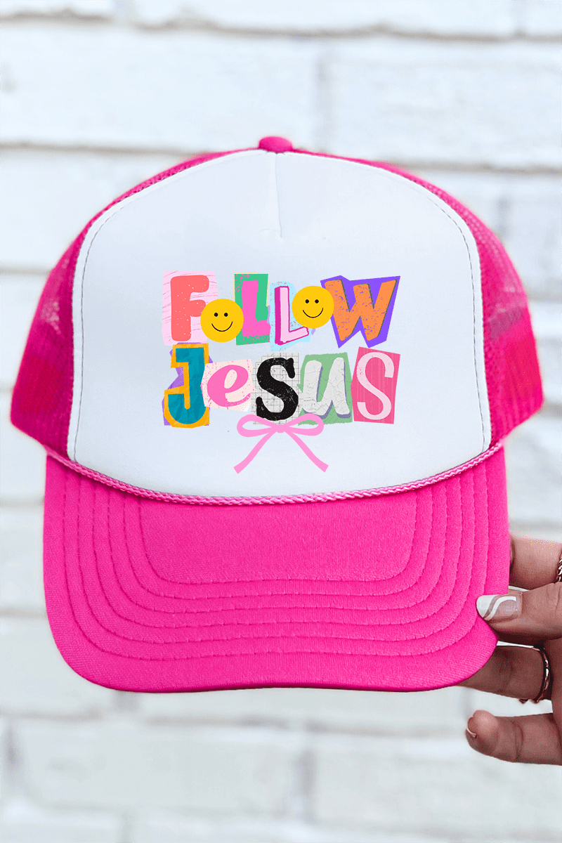 Bold Follow Jesus Otto Hot Pink with White Foam Front Trucker Hat - Wholesale Accessory Market