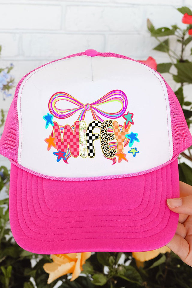Colorful Preppy Wifey Otto Hot Pink with White Foam Front Trucker Hat - Wholesale Accessory Market