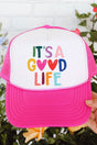 Heart It's A Good Life Otto Hot Pink with White Foam Front Trucker Hat - Wholesale Accessory Market