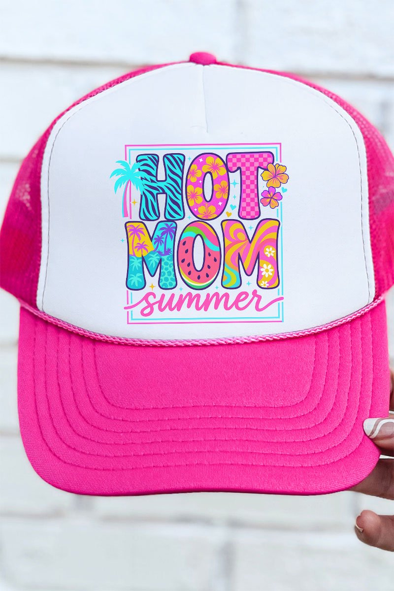 Hot Mom Summer Otto Hot Pink with White Foam Front Trucker Hat - Wholesale Accessory Market