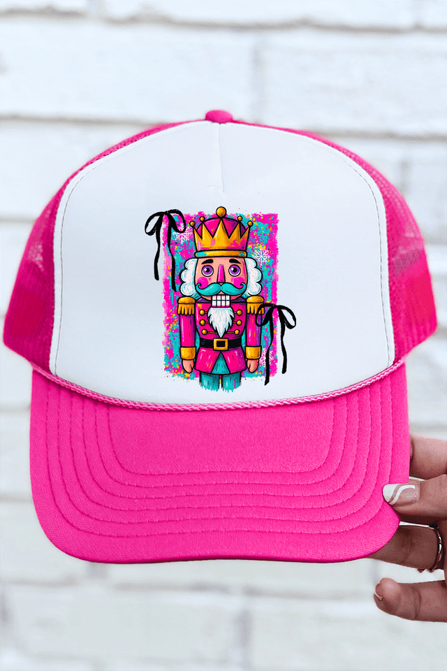 Neon Nutcracker Otto Hot Pink with White Foam Front Trucker Hat - Wholesale Accessory Market