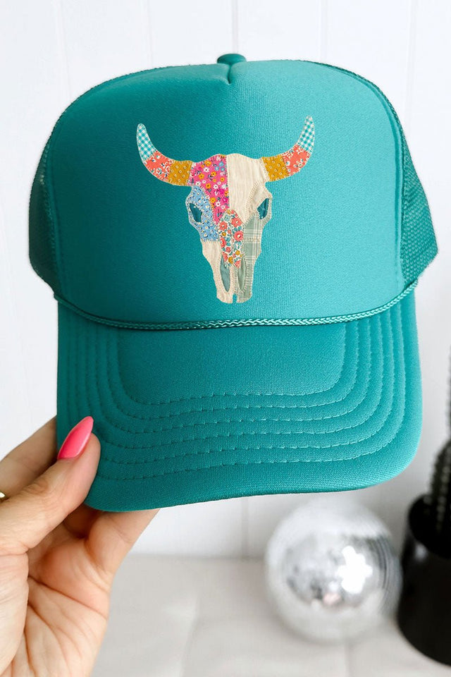 Patchwork Steer Head Otto Jade Foam Front Trucker Hat - Wholesale Accessory Market