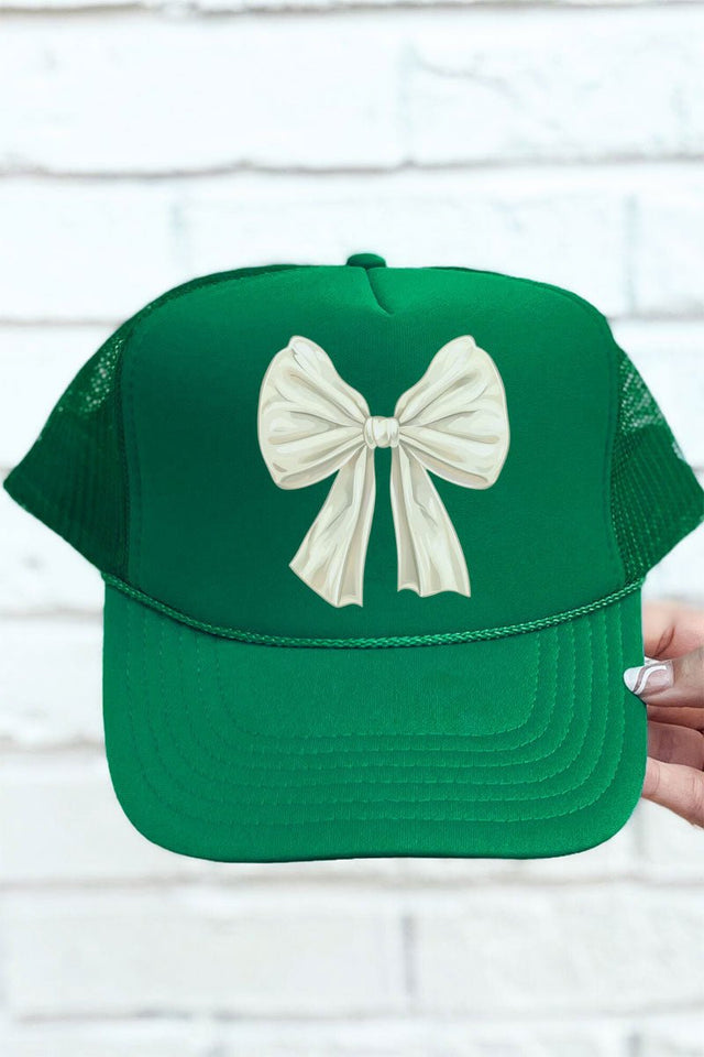 Ivory Coquette Bow Otto Kelly Foam Front Trucker Hat - Wholesale Accessory Market