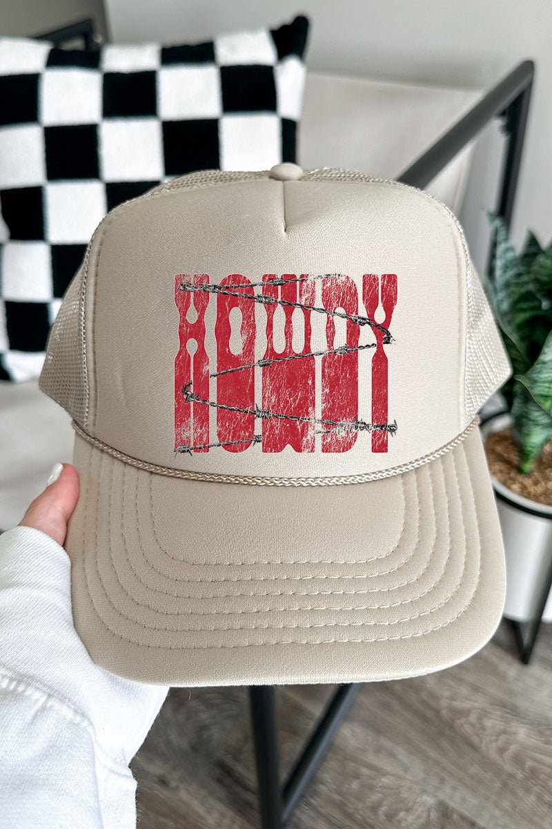 Barbed Wire Howdy Otto Khaki Foam Front Trucker Hat - Wholesale Accessory Market