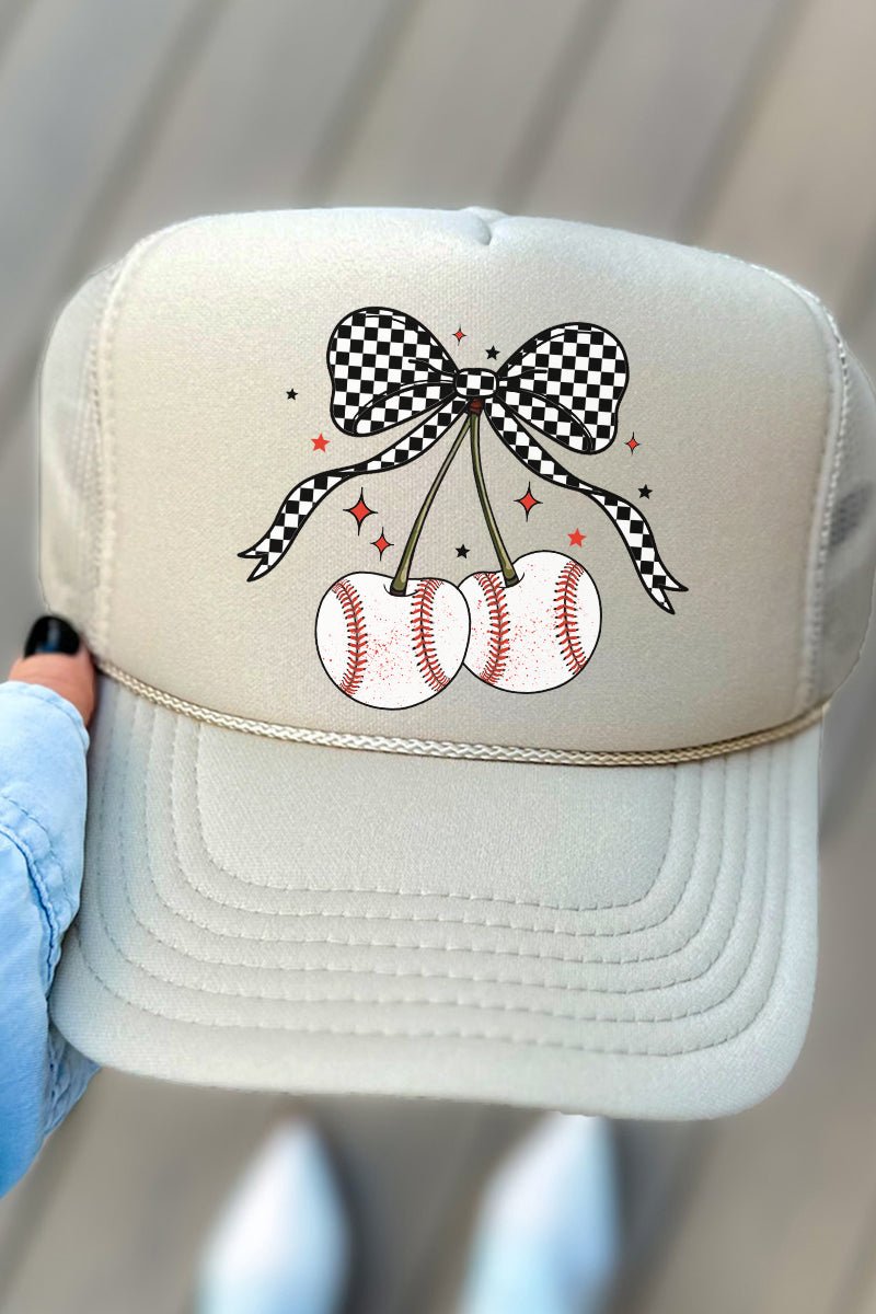 Baseball Cherries Otto Khaki Foam Front Trucker Hat - Wholesale Accessory Market