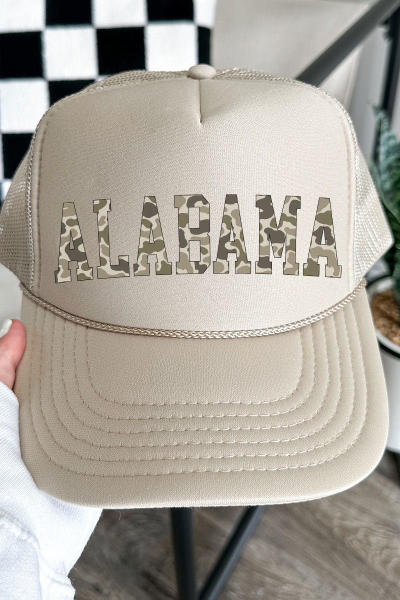 Camo Alabama Otto Khaki Foam Front Trucker Hat - Wholesale Accessory Market