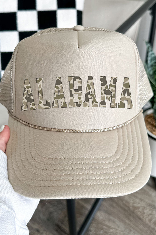 Camo Alabama Otto Khaki Foam Front Trucker Hat - Wholesale Accessory Market